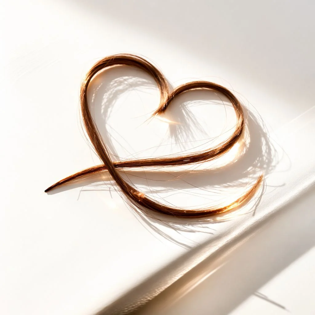 Hair forming a heart shape